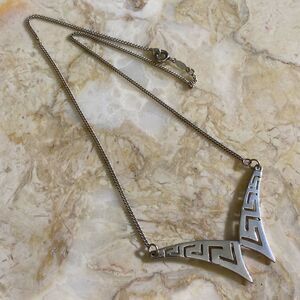 925 Sterling Silver Greek Key 1980’s Butterfly Necklace